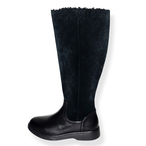 Clarks Unstructured Womens UN ELDA HI Black Suede Waterproof Long Boots Size 6.5 - Picture 2 of 10